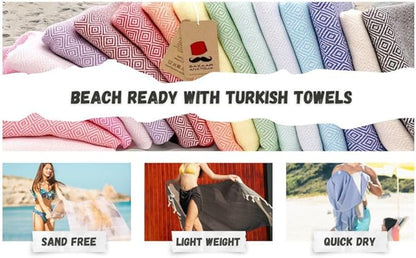 Bazaar Anatolia Turkish Bath Towel – 100% Cotton, Quick Dry, Sand Free Towel for Bathroom, Hot Tub, Decor, Cream – Oversized 71x39 Inches – Diamond Beige