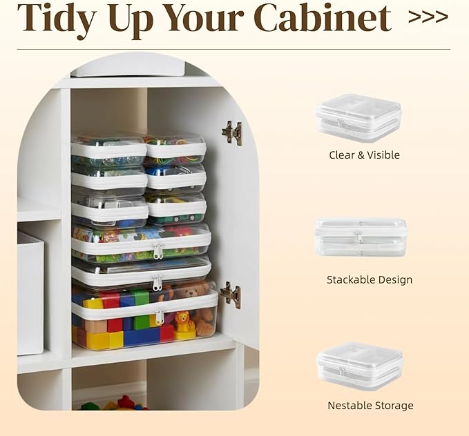 9 pcs Zipper Pouches Nesting Set, Hard Shell Toiletry Bag, Stackable Travel Organizer, Cosmetic Bags, Transparent Diaper Bag, Storage Cases (1 Tall M + 2M + 6S)