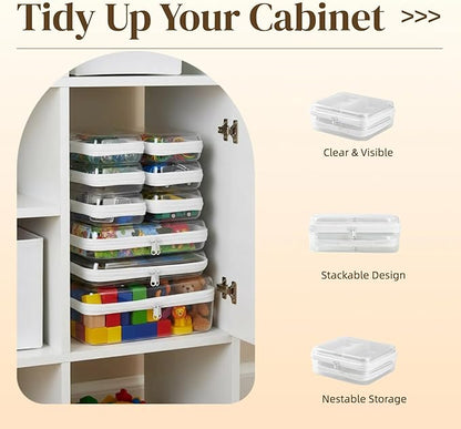 9 pcs Zipper Pouches Nesting Set, Hard Shell Toiletry Bag, Stackable Travel Organizer, Cosmetic Bags, Transparent Diaper Bag, Storage Cases (1 Tall M + 2M + 6S)