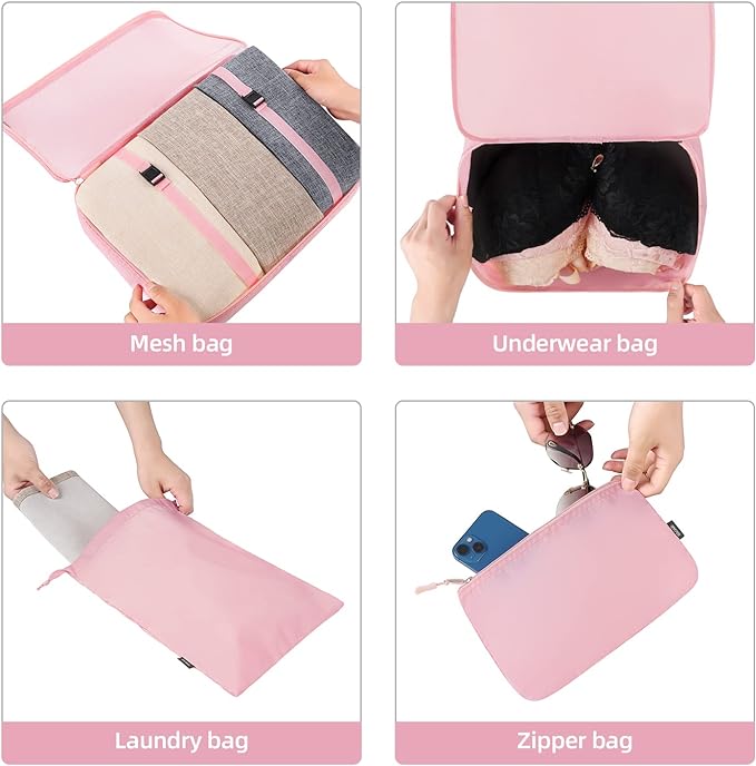 BAGAIL 6 Set/8 Set/10 Set Packing Cubes Various Sizes Packing Organizer for Travel Accessories Luggage Carry On Suitcase