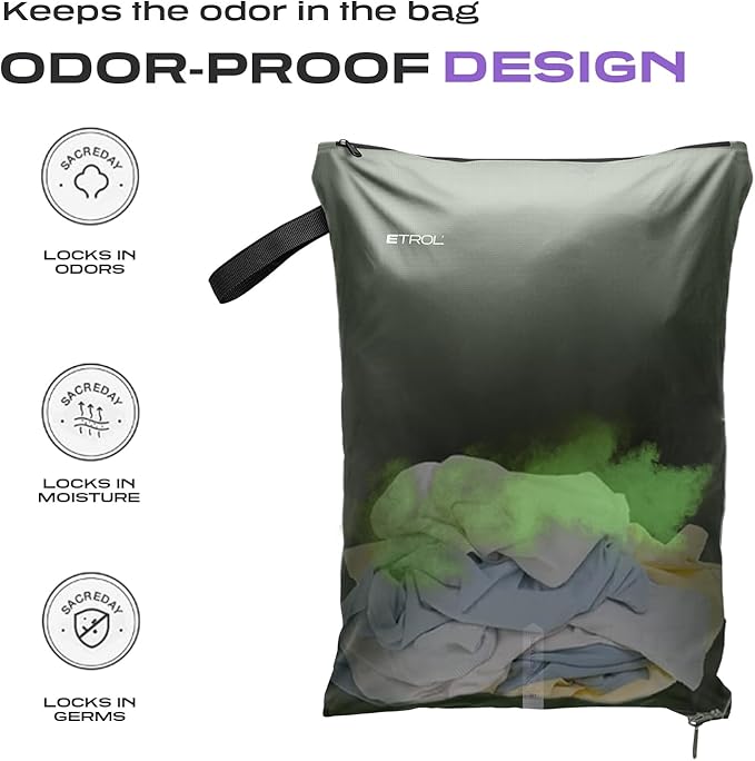 Mesh Laundry Bag for Travel, Gym, College, and Camping – Large Washable Zippered Dirty Clothes Organizer with Breathable Fabric – Portable Laundry Hamper for Sports, Healthcare Workers – Grey