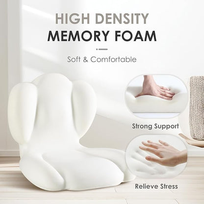 FLORICH Memory Foam Truck Seat Cushion,Car Seat Cushion and Lumbar Support Pillow for Office Chair Ergonomic Back Support & Sciatica Relief for Long Drives(Light Grey)