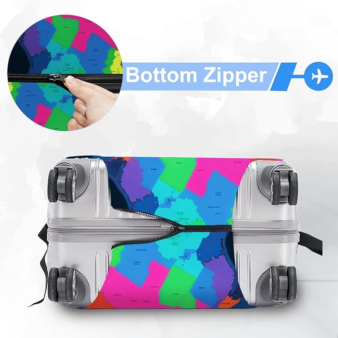 ANNA QUEEN Travel Luggage Cover Suitcase Protector Suitcase Cover Anti-Scratch,Stretchable Bag Cover Washable Durable Polyester with Elastic Hem with Zipper Closure