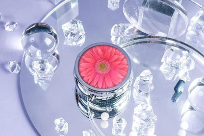 Pill Box,Bright Pink Gerbera Daisy Flower Round Pill Box 3 Compartment Decorative Pocket Purse Portable Mini Travel Medicine Tablet Vitamin Holder Organizer Pill Case