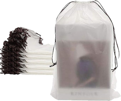 150 Pack 11.8 x 15.7 Inch Drawstring Bags, Travel Shoe Bags with Drawstring, Large Shoes Storage Organizers Pouch with Rope, Translucent Shoe Bags for Travel, Thickness 5 mil