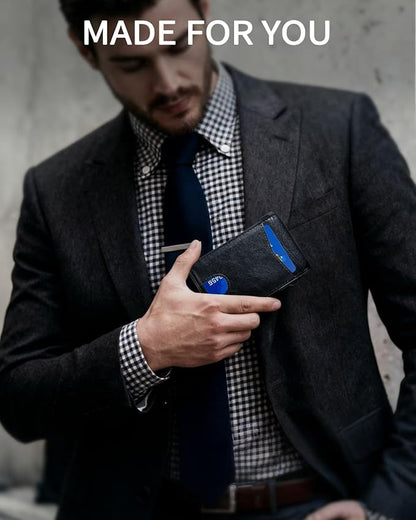 MNGARISTA Wallet for Men,Slim Minimalist Bifold Wallet with RFID Blocking,Pop-Up Credit Card Holder with ID Window & Money Clip,Magnetic Flip Metal Wallet for 11-13 Cards,Gifts for Men-Black