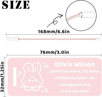 4 PCS Personalized Luggage Tags for Suitcases, Custom Aluminum Luggage Tags for Bags and Backpacks, Waterproof & Heavy Duty Personalized Metal Name Tags for Travel (Pink)