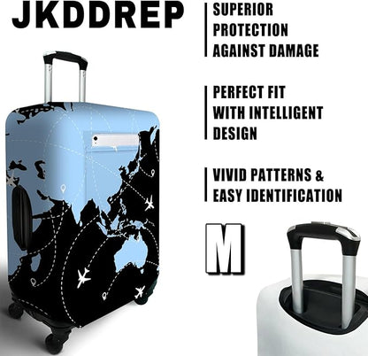 World Plates Travel Luggage Cover, Travel-Themed Suitcase Protector Stretchable, Washable Travel Suitcase Cover (M for 22-24 Inch Luggage)