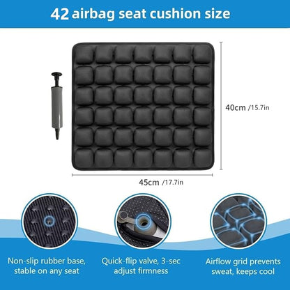 Travel Cushion Airplane Seat,Portable Inflatable Seat Cushion for Long Flights, Car Seat, Office Chairs, and Wheelchair (42 Air Bag with Air Pump and Storage Bag)