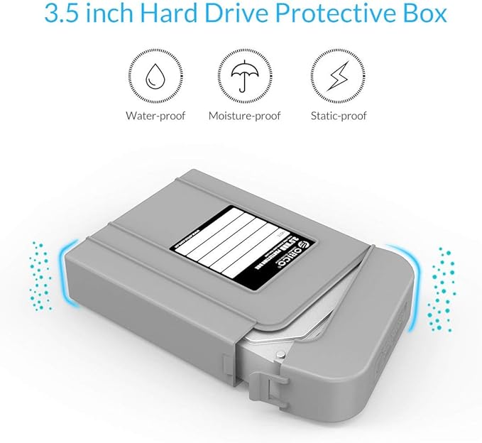 ORICO 5 Packs 3.5inch Hard Drive Case Protective Box Storage Case Cover Organization Shell for Shockproof Slashproof and Dustproof for Gray-PHI-5S