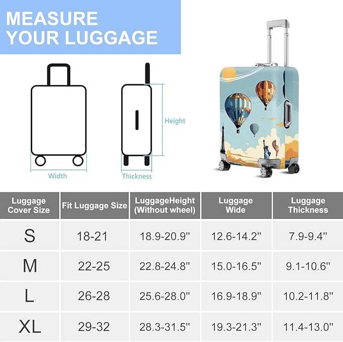 ANNA QUEEN Travel Luggage Cover Suitcase Protector Suitcase Cover Anti-Scratch,Stretchable Bag Cover Washable Durable Polyester with Elastic Hem with Zipper Closure