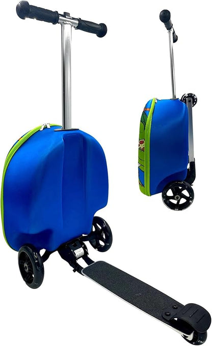 Fast Forward Kid’s Licensed 18" Ride-On Suitcase Scooter - Lightweight Carry-On Foldable Scooter Luggage