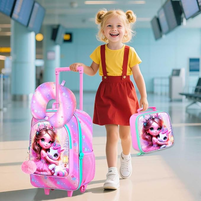 Kids Suitcase with Wheels for Girls and Boys, Rolling Carry on Luggage for Toddler Children