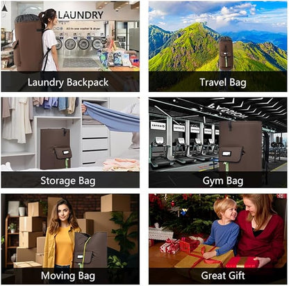 laundry bag backpack,extra-large heavy duty laundry bags,laundry backpack for college students,drawstring closure (Light Pink Laundry Bag)