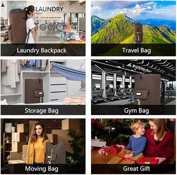 laundry bag backpack,extra-large heavy duty laundry bags,laundry backpack for college students,drawstring closure (bright red Laundry Backpack)