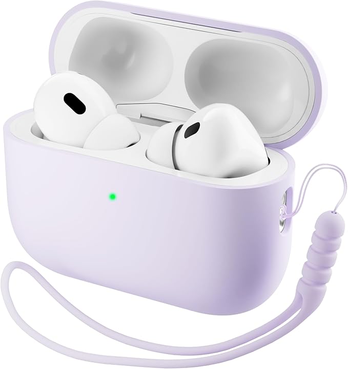 ORNARTO Compatible with AirPods Pro 3 Case 2025, Full Protective Hybrid Silicone for AirPods Pro 3rd Generation Case, Front LED Visible Skin Cover-Pastel Lilac