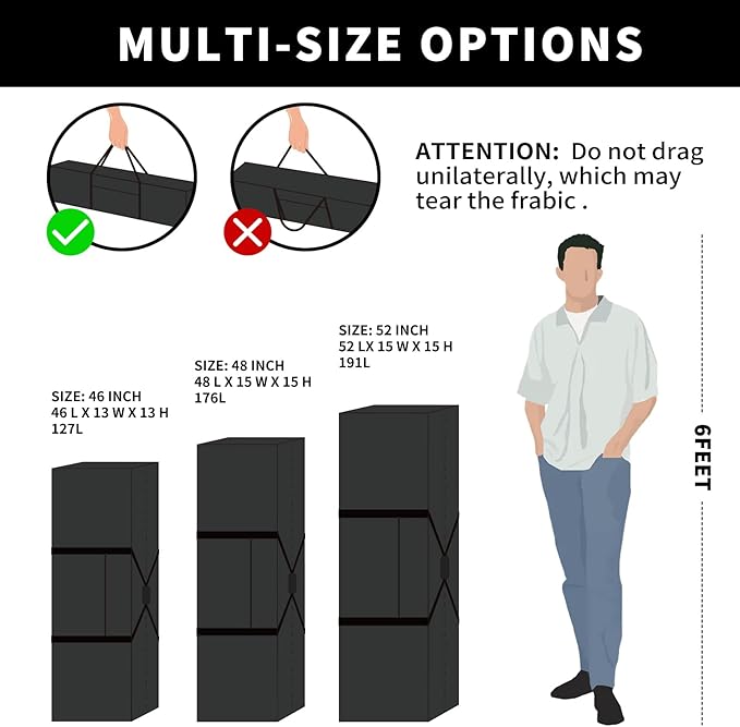 Urbanstand 46 Inch Travel Duffle Bag Extra Large Sport Equipment Duffel Bags with 2-way Lockable Zippers