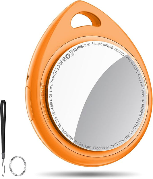Tracker Tag 1 Pack Orange, 5.3 Bluetooth Tracker Work with Apple Find My (iOS Only), 100dB Sound, Smart Tag with Keychain/Lanyard, Item Finder for Luggage/Key/Suitcase.