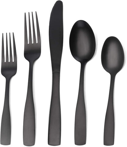 Matte Black Silverware Set, Satin Finish 40-Piece Stainless Steel Flatware set, Tableware Cutlery Set Service for 8, Utensils for Kitchens, Dishwasher Safe