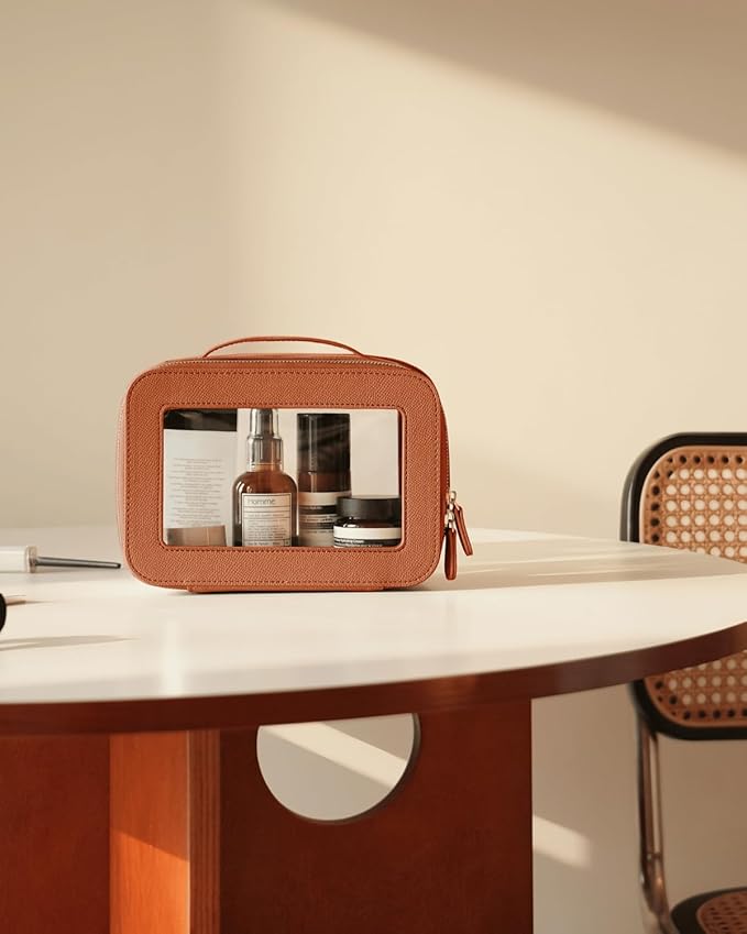 Clear Cosmetic Bag Set for Women Makeup Bag with Handle, 3 Pcs Travel Toiletry Bag Transparent Cosmetic Case Portable Make Up Organizer Bag for Essentials