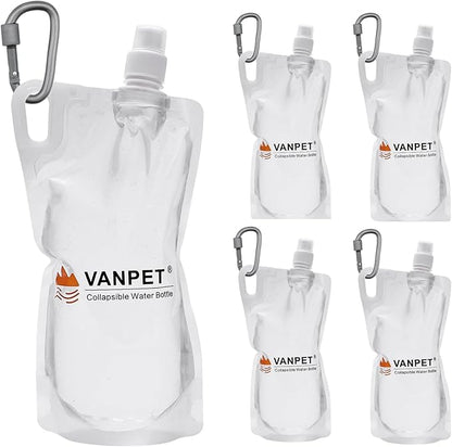 1L Hiking Collapsible Water Bottles, 33OZ BPA-Free Plastic Flasks, Reusable Drink Bags, Foldable Backpacking Water Bottle for Travel Camping Hiking (4-Pack)