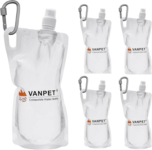 1L Hiking Collapsible Water Bottles, 33OZ BPA-Free Plastic Flasks, Reusable Drink Bags, Foldable Backpacking Water Bottle for Travel Camping Hiking (4-Pack)