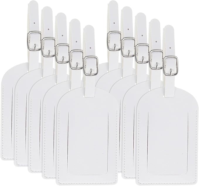 PATIKIL Leather Luggage Tag, 50 Pcs Luggage Tags Pu Bag Tags for Suitcases Airplane Travel Essentials, White