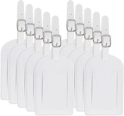 PATIKIL Leather Luggage Tag, 50 Pcs Luggage Tags Pu Bag Tags for Suitcases Airplane Travel Essentials, White
