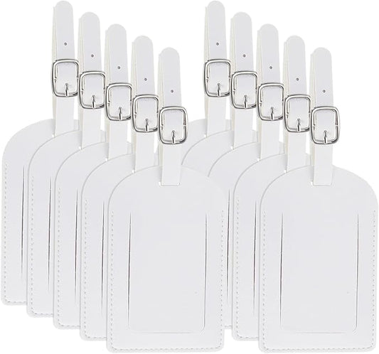 PATIKIL Leather Luggage Tag, 50 Pcs Luggage Tags Pu Bag Tags for Suitcases Airplane Travel Essentials, White