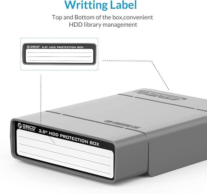 ORICO 3.5 Inch Hard Drive Case Protective Box with Anti-Static,Shockproof and Dustproof Function, Storage Case for HDD External Hard Drive Case,Gray,5 Pack-PHP35