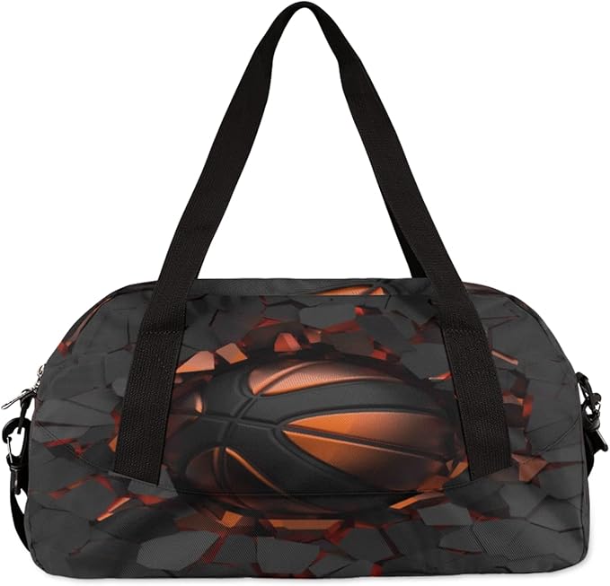 Sports Ball Basketball Crash Gym Duffle Bag for Kids,Sports Bag for Teens Boys & Girls Small Waterproof Overnight Weekender Carry School Practice Travel Bag