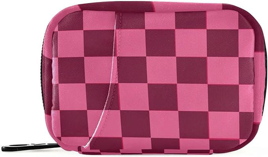 Checkered Hot Pink Cute Pill Organizer Weekly Travel Pill Box 7 Day Large Capacity Pill Dispenser Case with 8 Pill Container Daily Pill Box Organizer Vitamin Holder Pill Bot