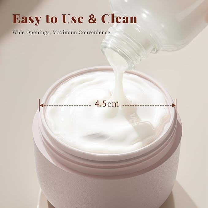 New Travel Toiletry Containers [Ultra Leakproof] TSA-Approved, PLA Hard Shell Jars with 5 Magnetic Labels, Wide Mouth Bottles for Lotion, Cleanser, Shampoo, Conditioner, Pink, 3 Pack, 1OZ