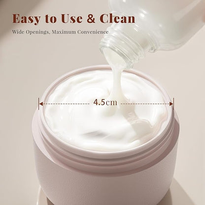 New Travel Toiletry Containers [Ultra Leakproof] TSA-Approved, PLA Hard Shell Jars with 5 Magnetic Labels, Wide Mouth Bottles for Lotion, Cleanser, Shampoo, Conditioner, Pink, 3 Pack, 1OZ