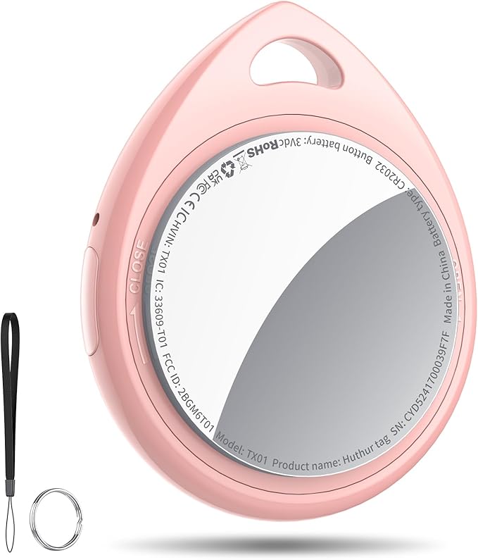 Tracker Tag Pink / 1 Pcs, 5.3 Bluetooth Tracker Work with Apple Find My (iOS Only), 100dB Sound, Smart Tag with Keychain/Lanyard, Item Finder for Luggage/Key/Suitcase.