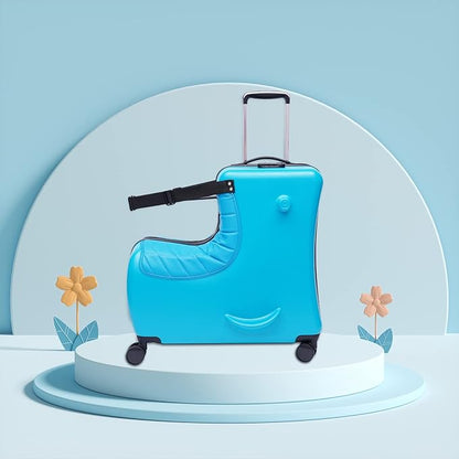 24"Kids Luggage Portable Kids Suitcase Children's Ride On Trolley Rolling Luggage with Wheels Carry Trolley Luggage with Password Lock Funny Kids Suitcases for Boys Girls Small Suitcase ABS+PC