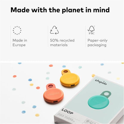 Chipolo LOOP - Rechargeable Bluetooth Tracker for Key and Pocket Location, Compatible with Apple or Google, Call Your Phone & Out of Range Alerts for Android