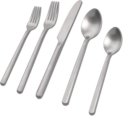 KINGSTONE Silverware Set, 20 Piece Flatware Cutlery Set for 4, 18/10 Stainless Steel Silverware Mirror Polished Dishwasher Safe for Home, Restaurant, Wedding, Party, Matte Silver