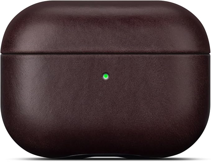 LOPIE Leather Case for AirPods Pro 2nd Generation - Handmade AirPods Pro 2 Case Cover - Made of Oil-Tanned Smooth Leather - Drop Protection Hard Shell Cover Compatible with Wireless Charging - Coffee