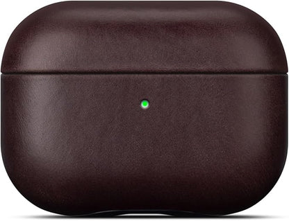 LOPIE Leather Case for AirPods Pro 2nd Generation - Handmade AirPods Pro 2 Case Cover - Made of Oil-Tanned Smooth Leather - Drop Protection Hard Shell Cover Compatible with Wireless Charging - Coffee