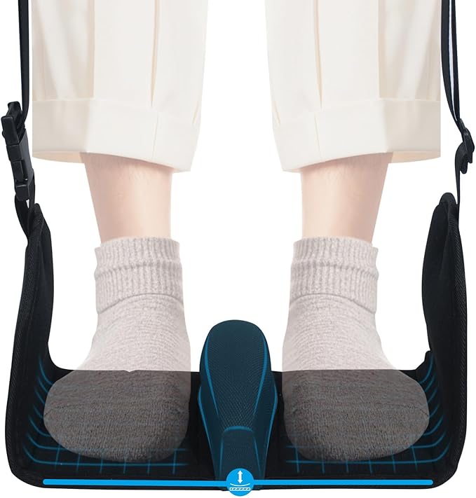 Airplane Foot Hammock, Foot Hammock for Travel Accessories with Ergonomic Removable Foot Divider Design, Airplane Foot Rest, Premium Comfortable Memory Foam & Hardboard for No Feet Clashing(Large)