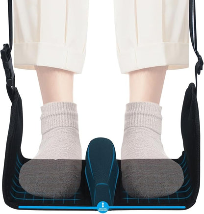 Airplane Foot Hammock, Foot Hammock for Travel Accessories with Ergonomic Removable Foot Divider Design, Airplane Foot Rest, Premium Comfortable Memory Foam & Hardboard for No Feet Clashing(Large)