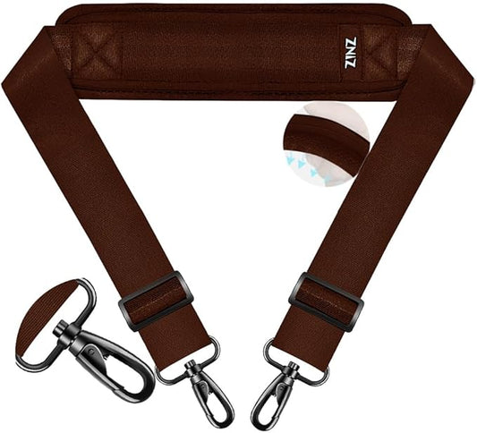 ZINZ 74" Shoulder Strap with Fixed Pad and Dual Balanced Buckles，Brown