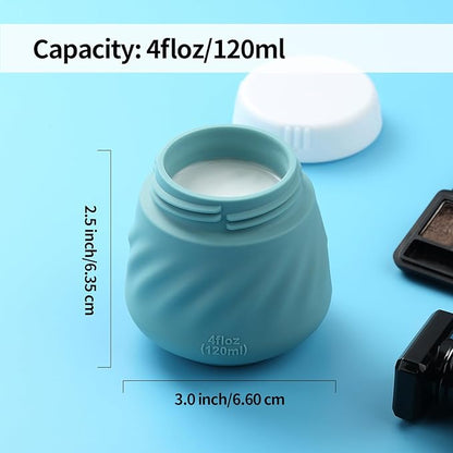 Gemice 4 OZ Travel Size Containers for Toiletries, 4-Pack Leak-Proof Silicone Slime Jars with Lids, BPA Free Small Round Cosmetic Slime Container for Lotion, Cream, Ointments, Travel Essentials