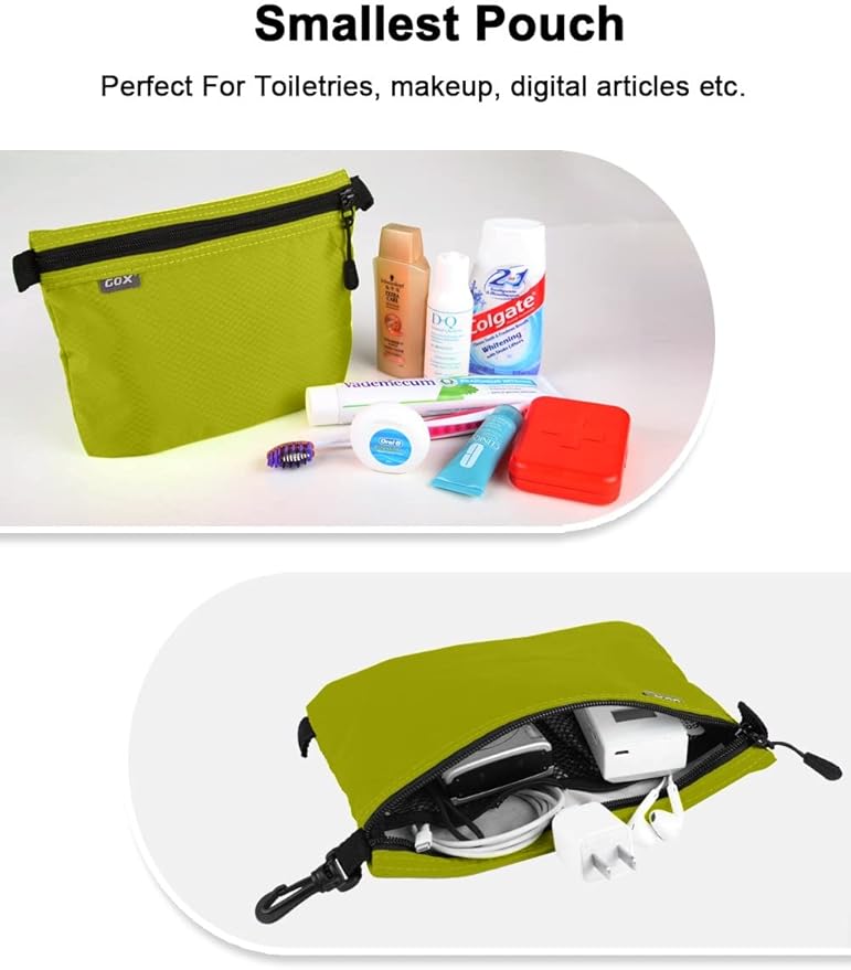 GOX 3 Pack Travel Toiletry Bag for Men Carry On Packing Organizer Zipper Pouch Portable Cosmetic Pouch Accessory Document Electronics (Green)
