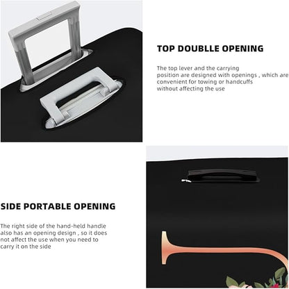 Floral Letter U Travel Luggage Cover Spandex Suitcase Protector Elastic Washable Stretch Suitcase Cover,Size L(Fit 25-28inch Suitcase)