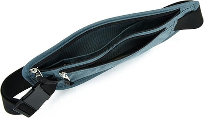 RFID Blocking Money Belt for Men Women, Slim Fanny Pack for Travel，Running,Conceal Waist Wallet for Passport Holder,Phone,Cash(Black Turquoise)