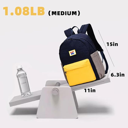 willikiva Kids Backpack for School Boys Girls Teens Toddler Backpack Waterproof Kindergarten Preschool Elementary Bookbag Children Travel Bag(Deep Blue Yellow,Medium)