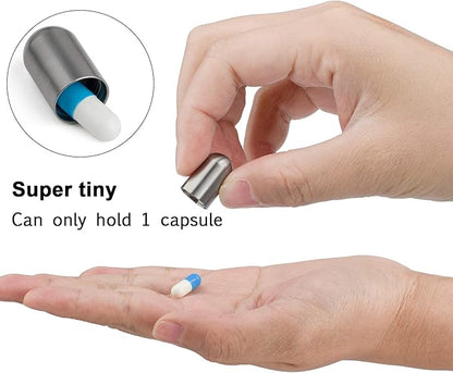 TISUR Titanium Pill Case with 28'' Necklace Chain,Micro Keychain Pill Holder.Waterproof Pill Fob for Emergency Aspirin & Nitroglycerin for Travel Purse Pocket