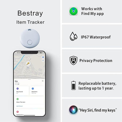 Air Tracker 4 Pack, Smart Bluetooth Tracker Works with Apple Find My (iOS Only), Item Finder Locator for Keys, Luggage, Backpack, IP67 Waterproof